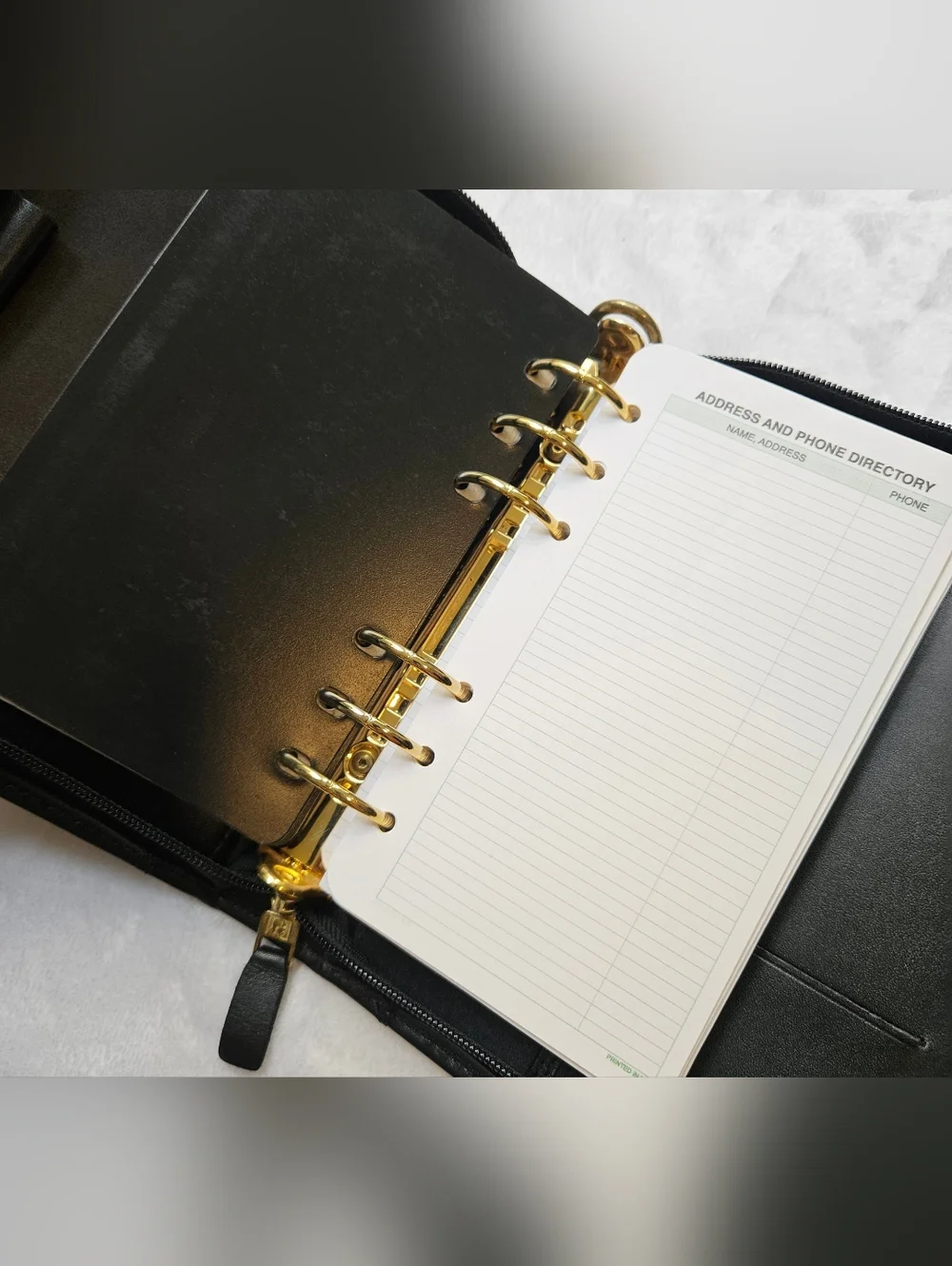 Franklin Quest Bkack Full Grain Leather Zip Around 6 Ring Planner Binder
